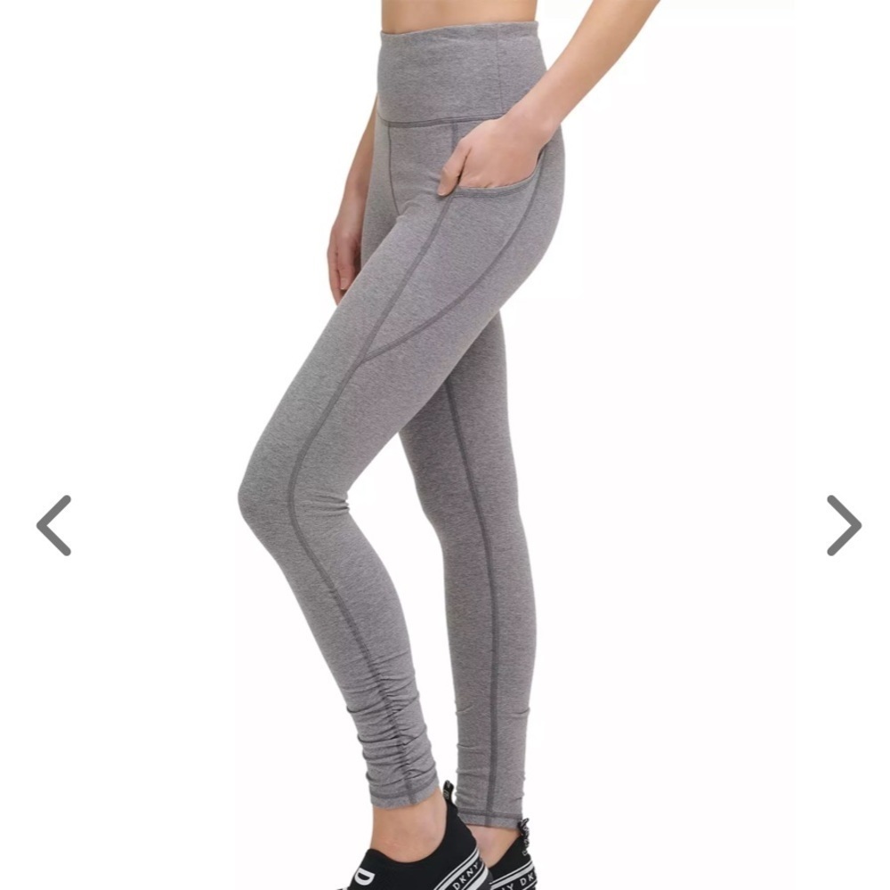 DKNY Sport High Waist Leggings with Ruched Detail heather grey